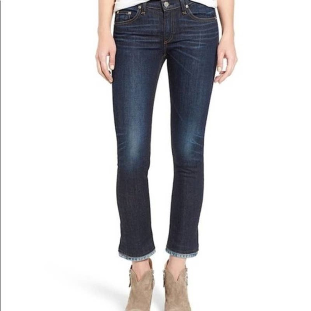 Rag & Bone Crop Denim Jeans in Blue Serrano size 24